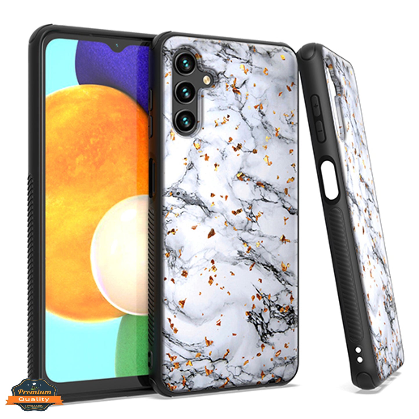 For Samsung Galaxy A13 5G Marble Fashion Stone Stylish Flake Glitter Bling Hybrid Slim Glossy TPU Rubber Hard Protection Phone Case Cover