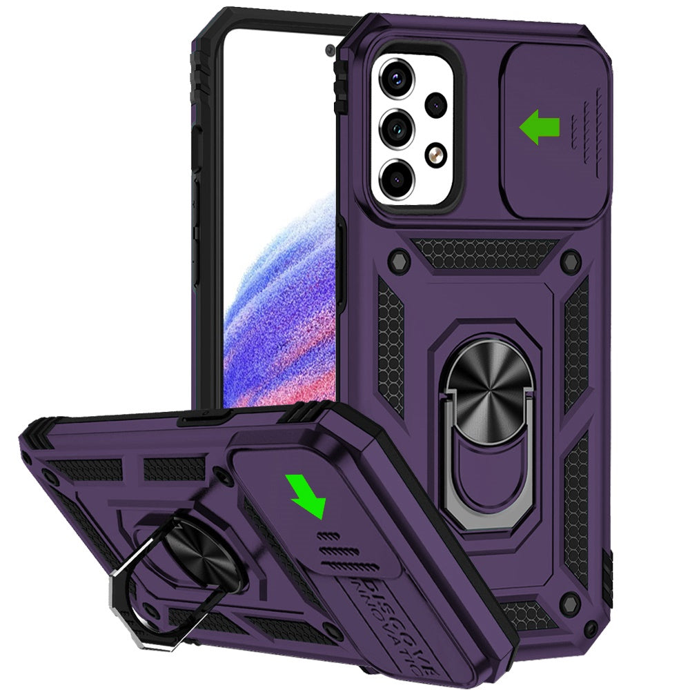 For Samsung Galaxy A53 5G Case with Stand, Camera Lens Protection & 360° Rotate Ring Kickstand, Shockproof, Edge Bumper Phone Case Cover