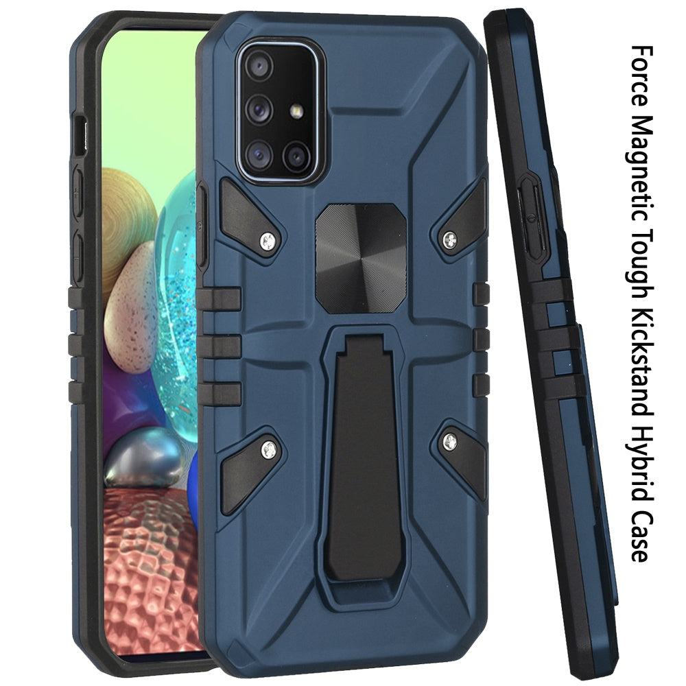 For Samsung Galaxy A71 5G Armor Kickstand Case Hybrid Heavy Duty Silicone Bumper with Magnetic Function Shockproof Hard Phone Case Cover