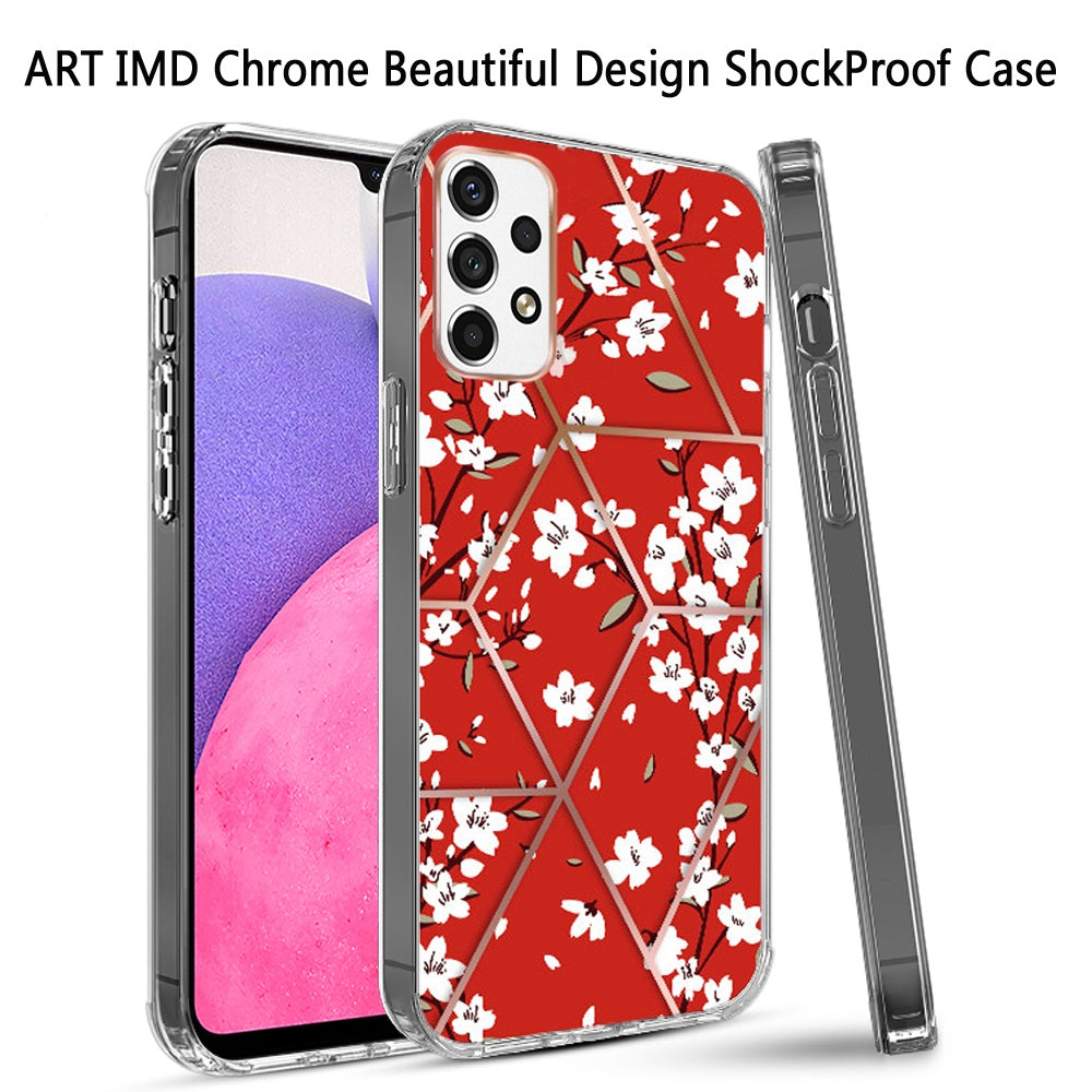 For Samsung Galaxy A33 5G Fashion Art Floral IMD Design Beautiful Flower Pattern Hybrid Protective Hard Rubber TPU Slim Phone Case Cover