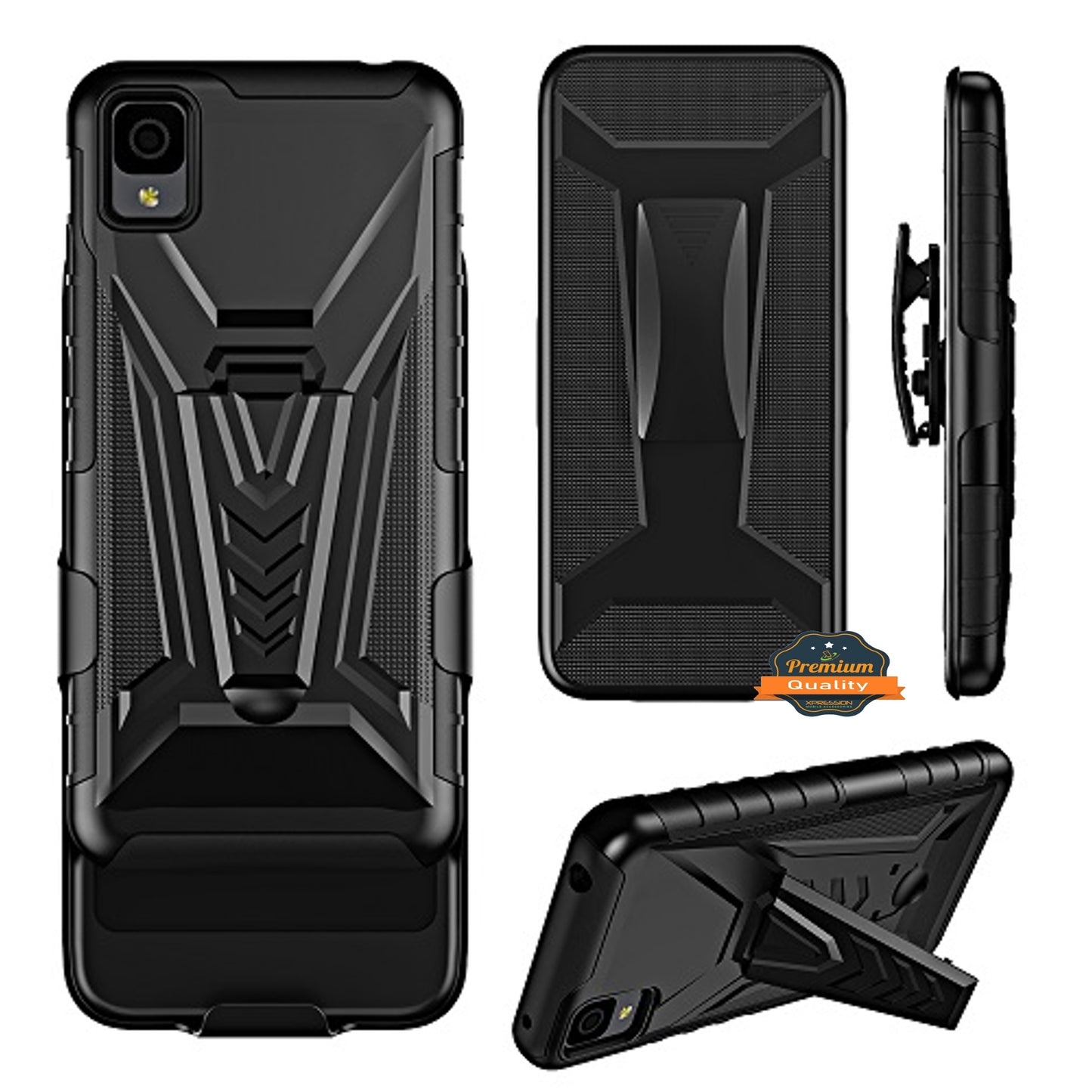For Apple iPhone 14 Plus /Pro Max Hybrid Belt Clip Holster with Built-in Kickstand, Heavy Duty Shock Absorption Armor Rugged Phone Case Cover