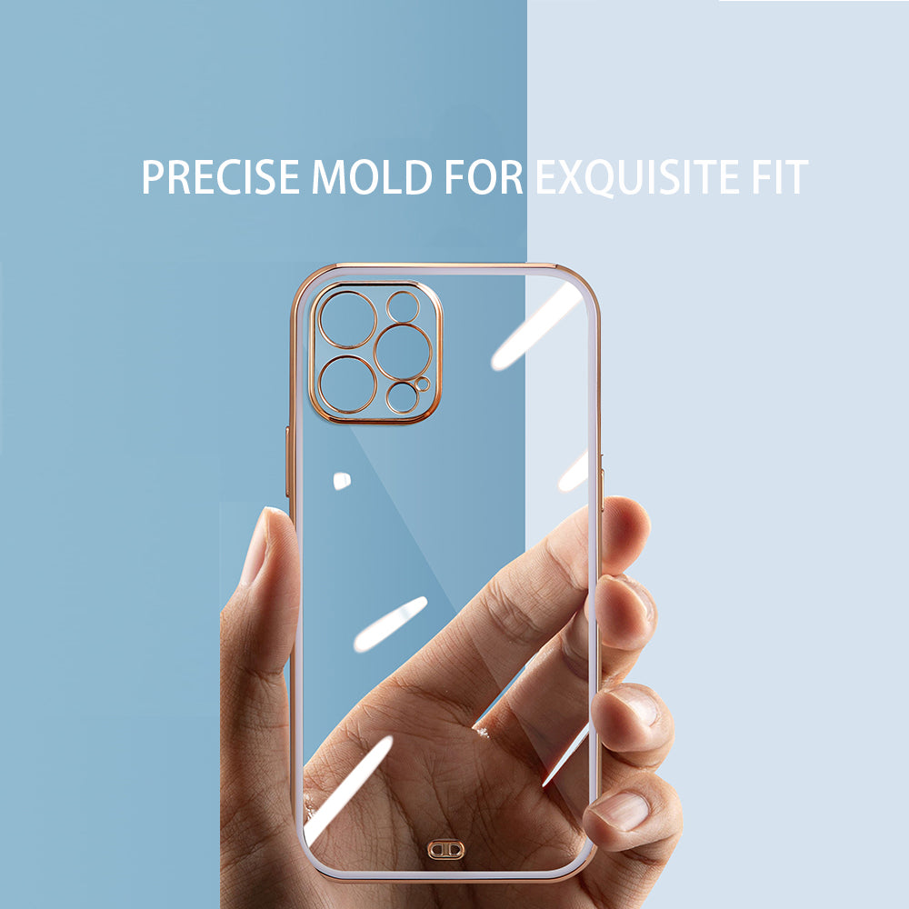 For Apple iPhone 13 /Pro Max Hybrid PC Bumper Plating with Raised Camera Protection Shockproof Slim Frame TPU Protective Phone Case Cover