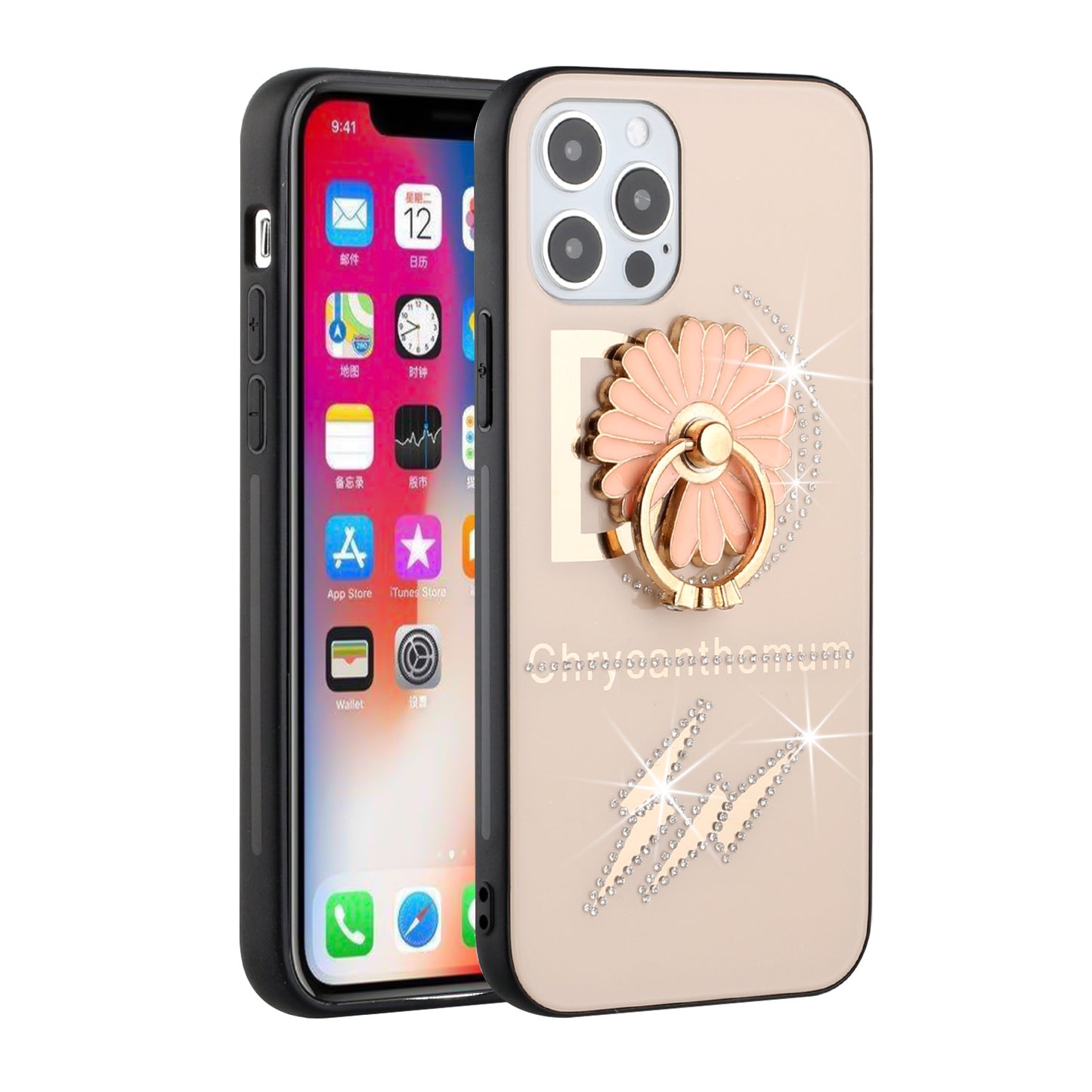 For Samsung Galaxy A02S Diamond Bling Sparkly Glitter Ornaments Engraving Hybrid Armor Ring Stand Holder Fashion Phone Case Cover