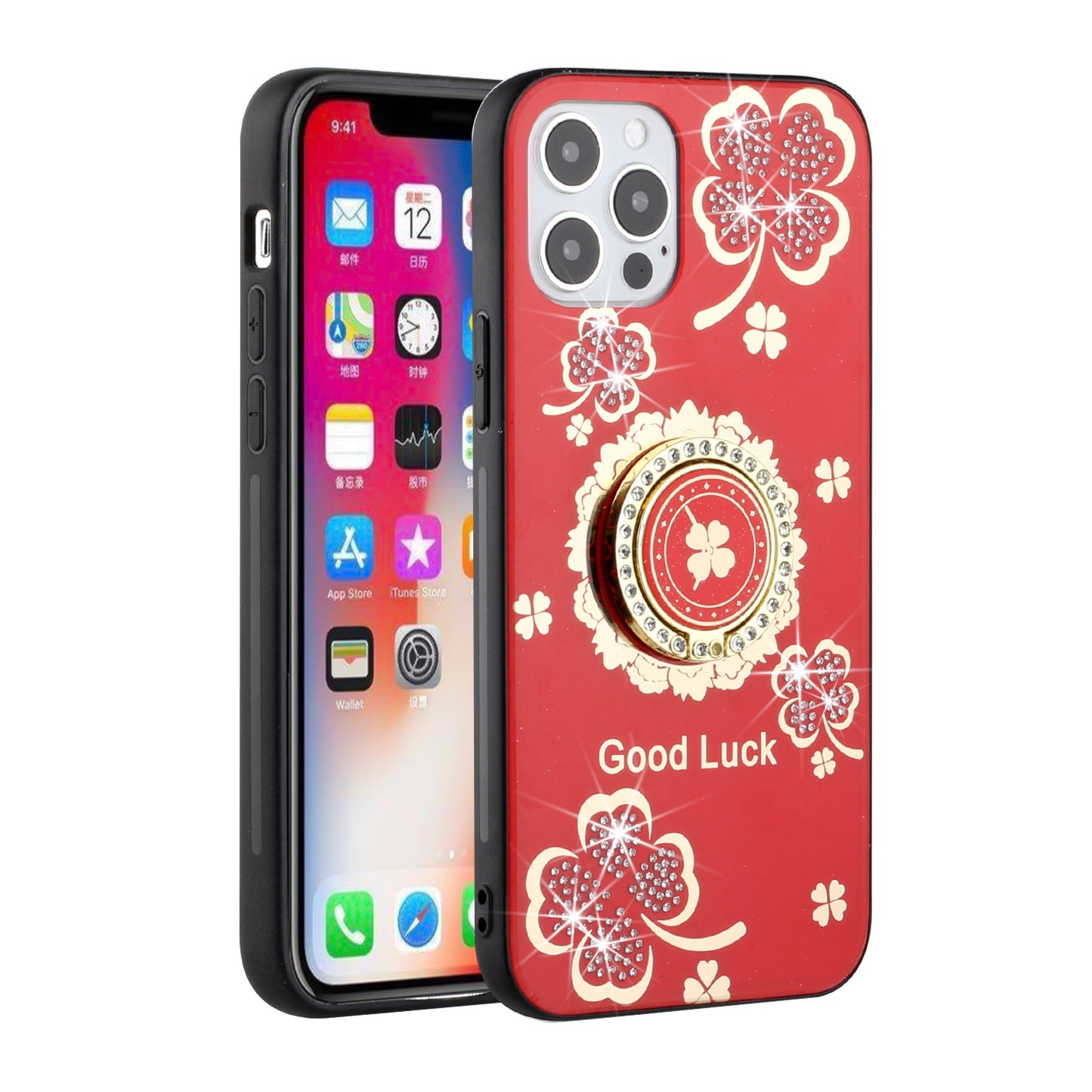 For Samsung Galaxy A02S Diamond Bling Sparkly Glitter Ornaments Engraving Hybrid Armor Ring Stand Holder Fashion Phone Case Cover