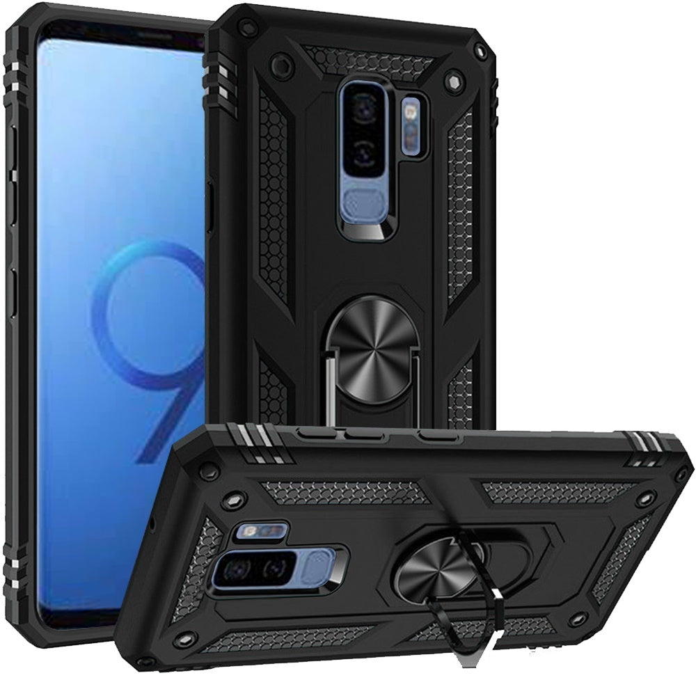 For Samsung Galaxy S9 /S9 Plus Hybrid Durable PC Dual Layer TPU 360° Rotatable Ring Stand Holder Kickstand Fit Magnetic Car Mount Phone Case Cover