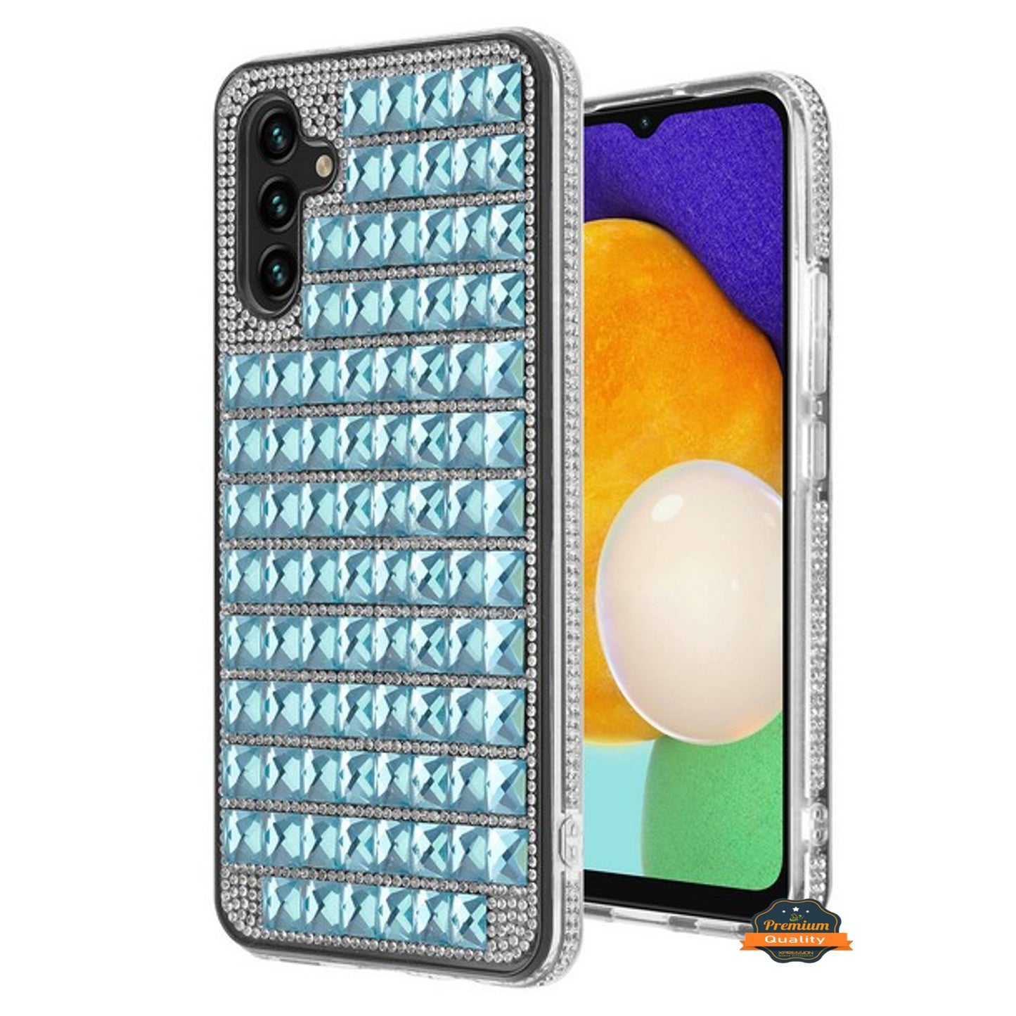 For Samsung Galaxy A13 5G Diamonds Sparkle 3D Crystal Glitter Bling Shiny Rhinestone Hybrid Bumper Hard Protective Phone Case Cover