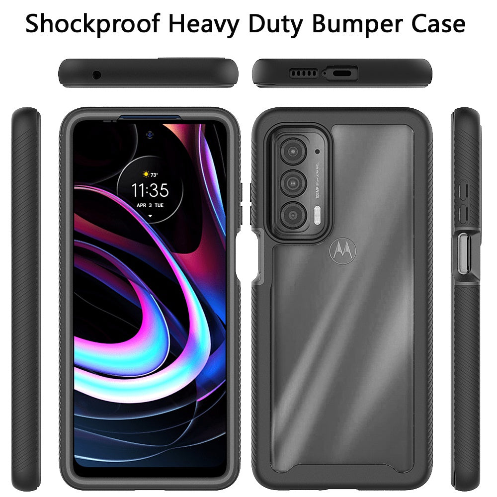 For Motorola Edge 2021 Clear Dual Layer Rugged Bumper Frame Heavy Duty Hybrid Shockproof Rubber TPU Full Body Defender Phone Case Cover