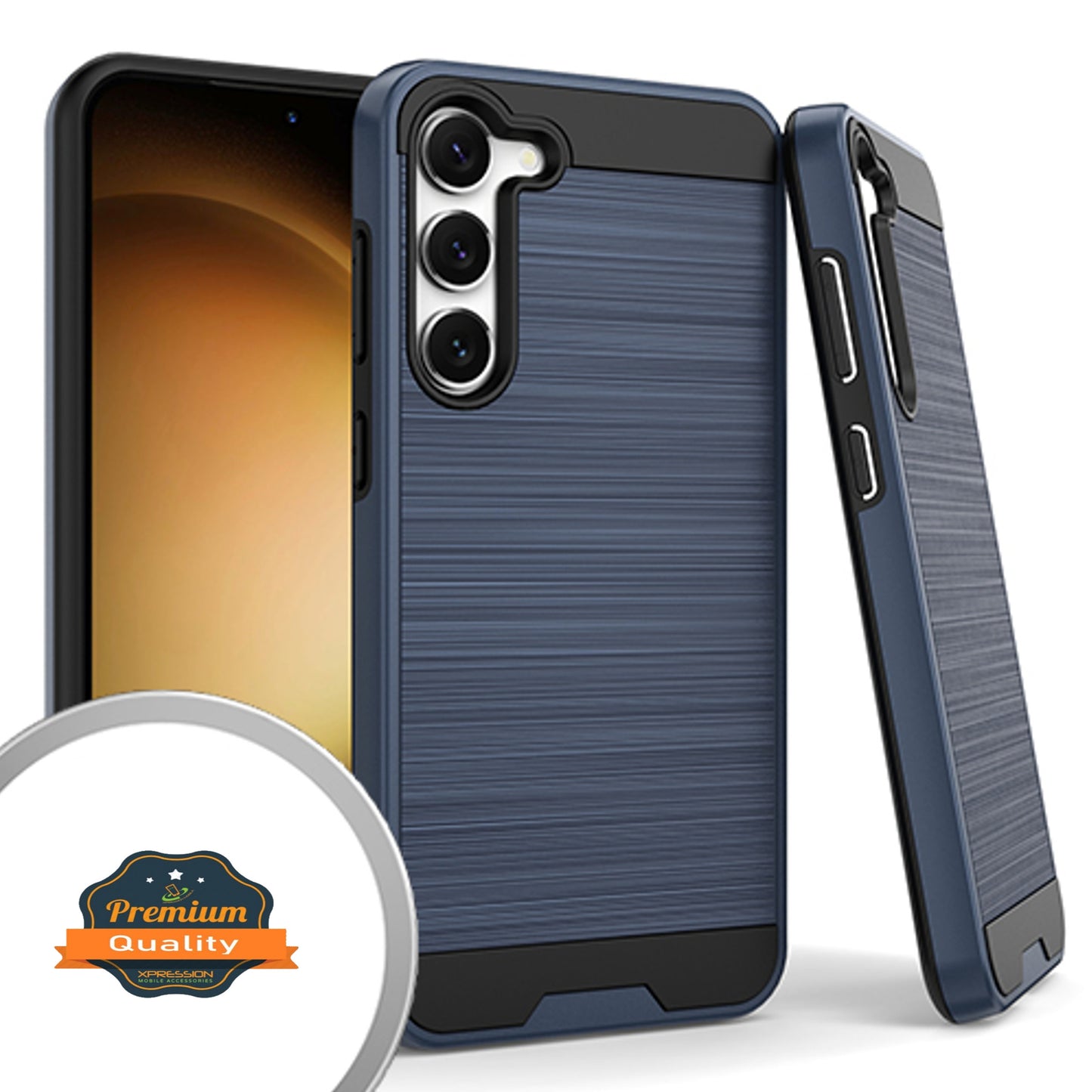 For Samsung Galaxy A54 5G Hybrid Brushed Metal Texture Rugged Slim Shockproof Dual Layers 2-Piece Hard PC + Soft TPU Phone Case Cover