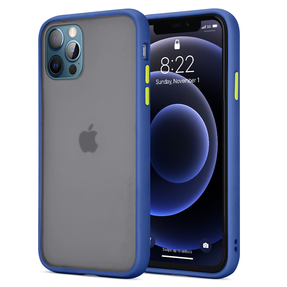 For Apple iPhone 13 /Pro Max Hybrid Translucent Clear Matte Hard PC Back & Frosted Silicone TPU Bumper Slim Shockproof Hard Phone Case Cover