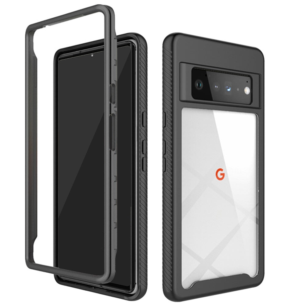 For Google Pixel 6 Clear Dual Layer Tuff Rugged Bumper Frame Heavy Duty Hybrid Shockproof Rubber TPU Full Body Defender Phone Case Cover