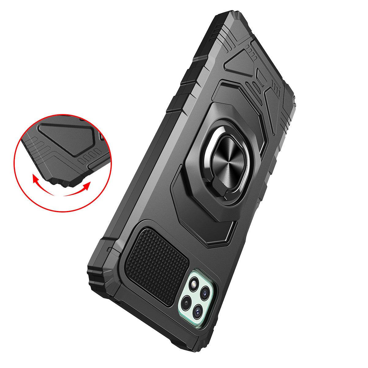 For Samsung Galaxy A13 5G Hybrid Dual Layer with Rotate Magnetic Ring Stand Holder Kickstand, Rugged Shockproof Protective Phone Case Cover