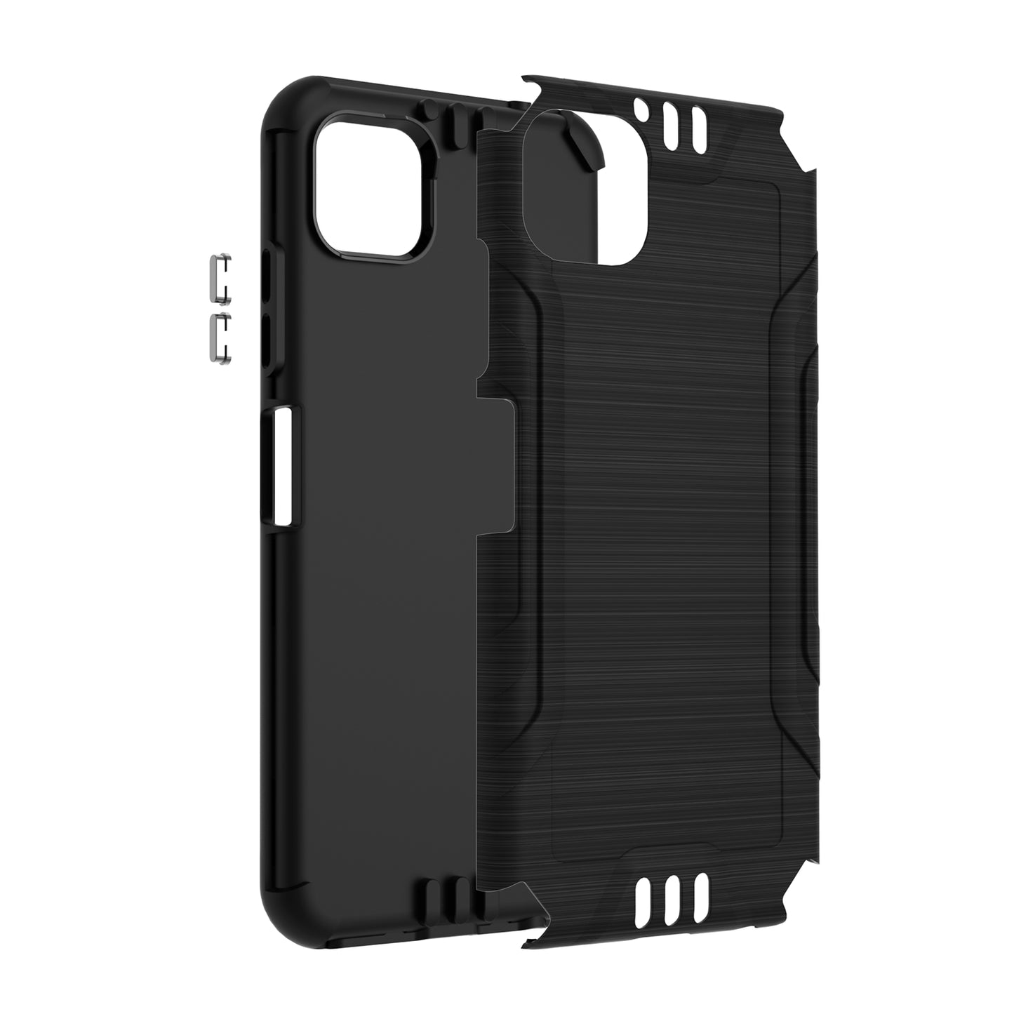 For Samsung Galaxy A22 5G Hybrid Dual Layer Slim Defender Armor Tuff Metallic Brush Texture Finishing Shockproof Hard TPU Rubber Phone Case Cover