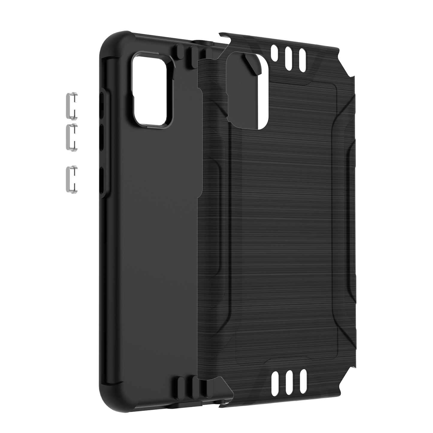 For ZTE Z589, Z5158 Hybrid Dual Layer Slim Defender Armor Tuff Metallic Brush Texture Finishing Shockproof Hard PC + Soft TPU Rubber Phone Case Cover