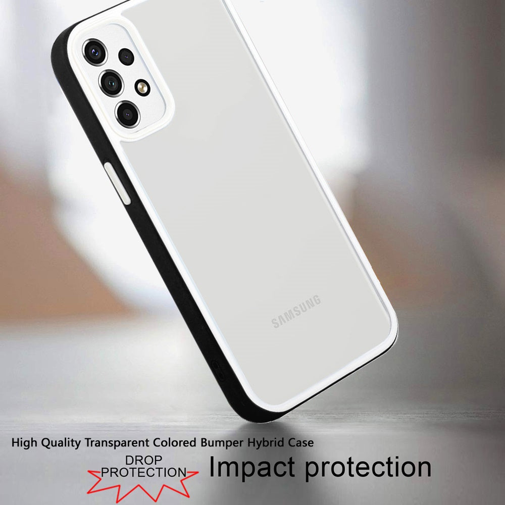 For Samsung Galaxy A73 5G Hybrid Transparent Colored Frame Bumper Hard Back Shockproof Slim TPU Silicone Protective Phone Case Cover