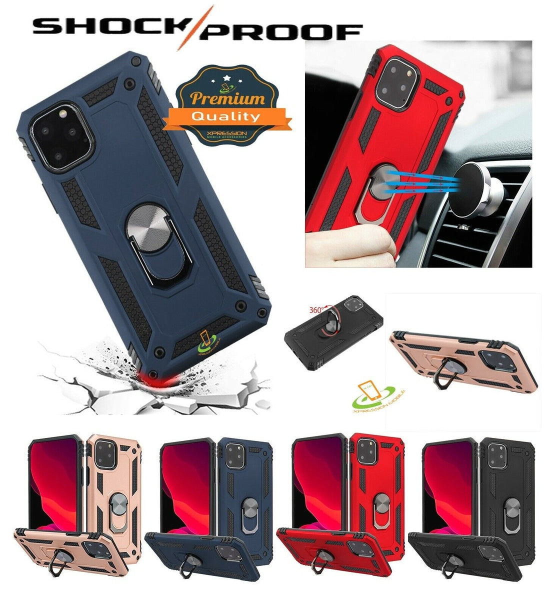 For Samsung Galaxy A71 5G Military Grade Heavy Duty Rugged Dual Layers Full Body Shockproof Hybrid Protection with Ring Kickstand Phone Case Cover