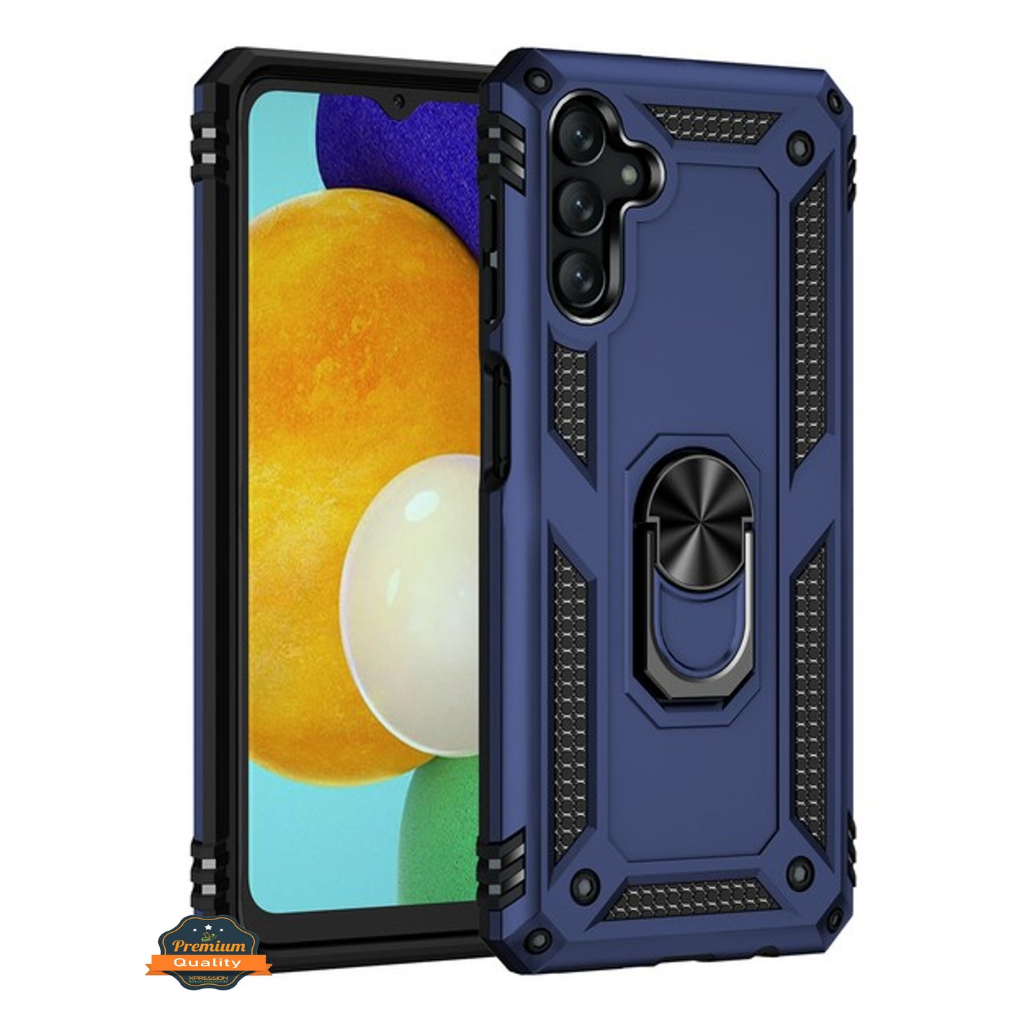 For Samsung Galaxy A13 5G Shockproof Hybrid Dual Layer PC + TPU with Ring Stand Metal Kickstand Heavy Duty Rugged Armor Shell Phone Case Cover