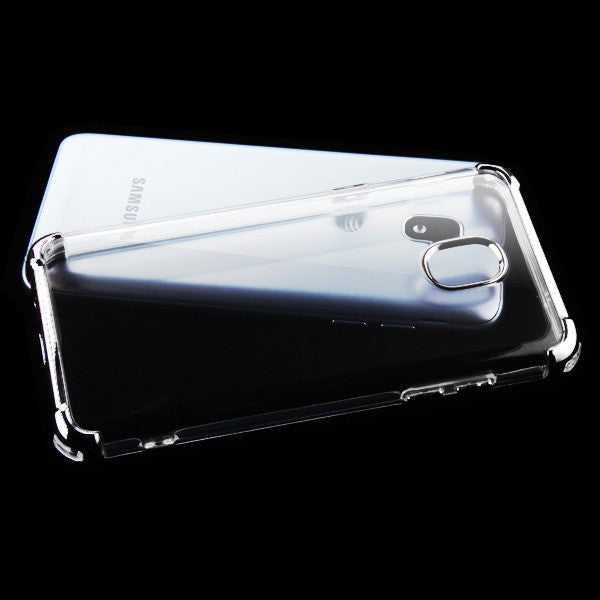 For Samsung Galaxy J3 (2018)/ Galaxy J3 Star/ Galaxy J3 Slim Hybrid Transparent Rubber Gummy Hard PC Silicone Electroplating Clear / Silver Phone Case Cover