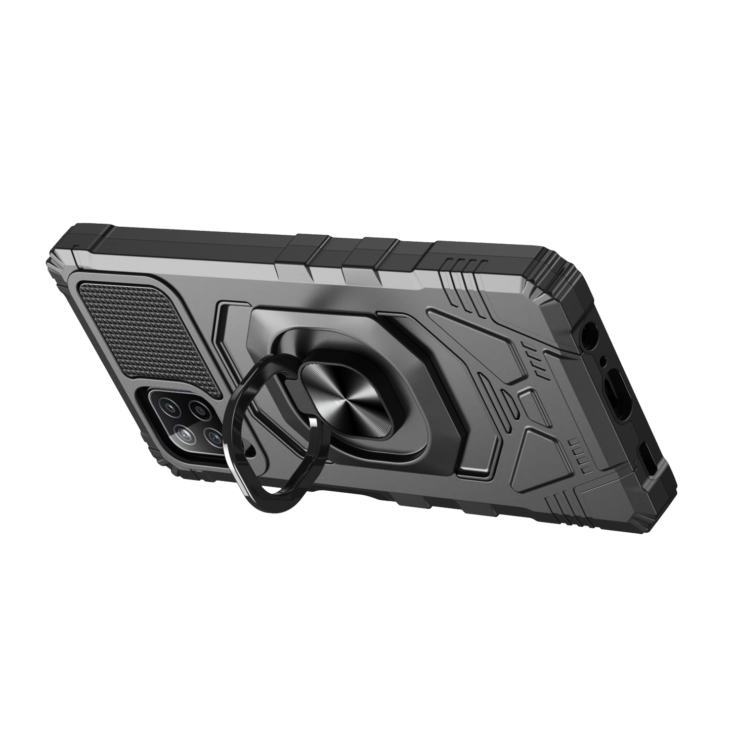 For Samsung Galaxy A12 5G Hybrid Dual Layer with Rotate Magnetic Ring Stand Holder Kickstand, Rugged Shockproof Anti-Scratch Protective Phone Case Cover