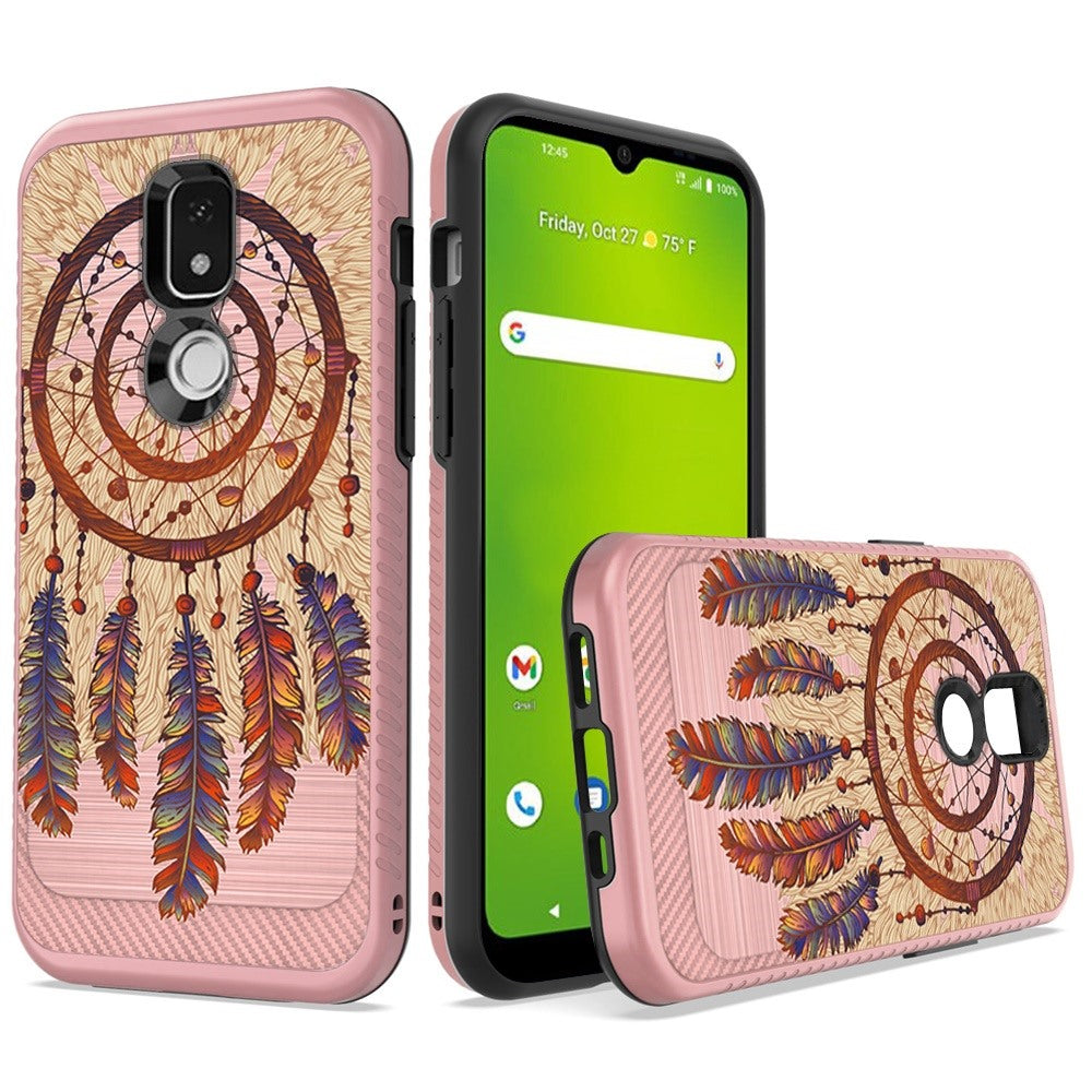 For Cricket Icon 3 (2021) Cute Design Printed Pattern Fashion Brushed Texture Shockproof Dual Layer Hybrid Slim Protective Had PC + TPU Rubber Phone Case Cover