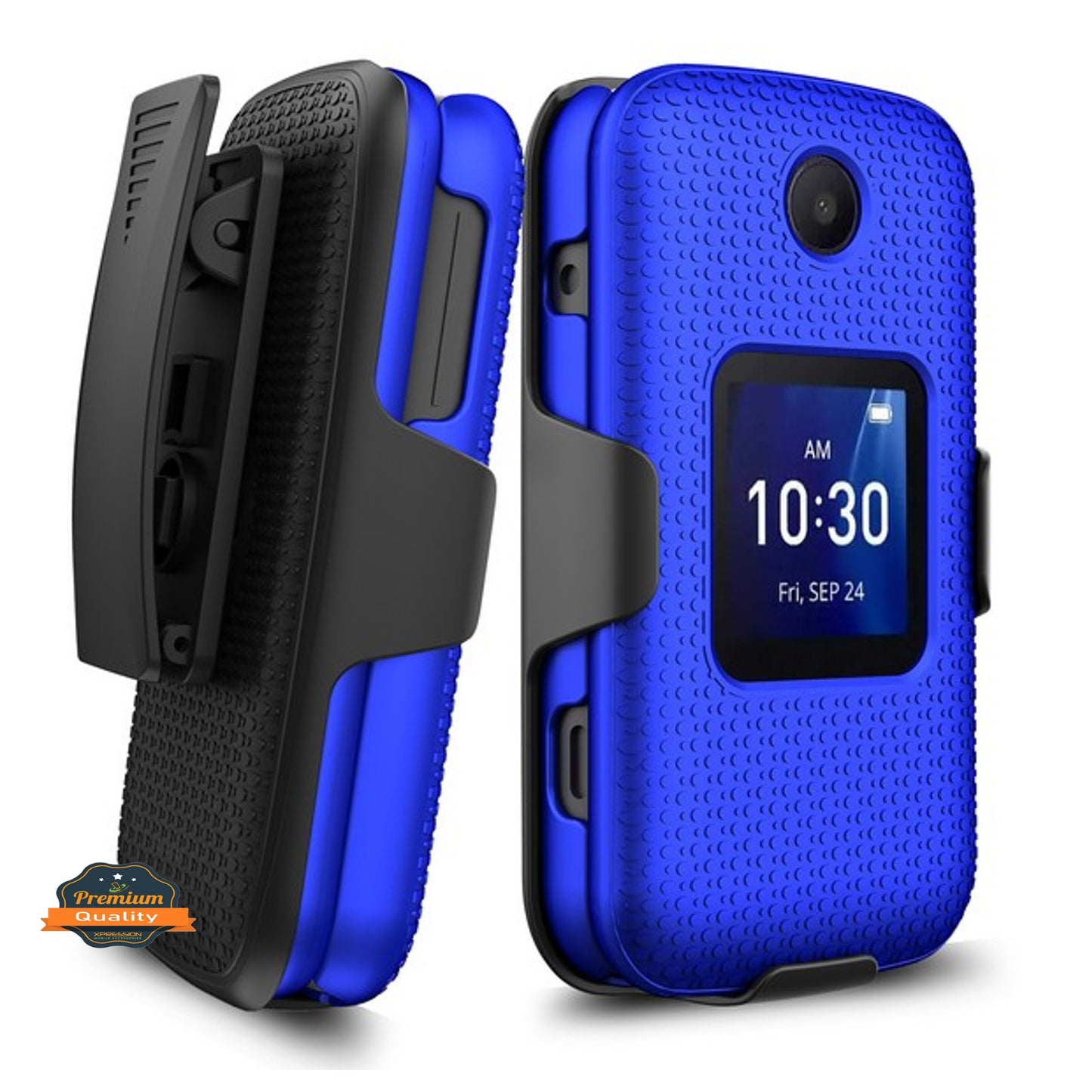 For TCL Flip Pro Hybrid Armor Holster with Swivel Belt Clip Heavy Duty 3 in 1 Defender Full Protective Shockproof Rugged Phone Case Cover