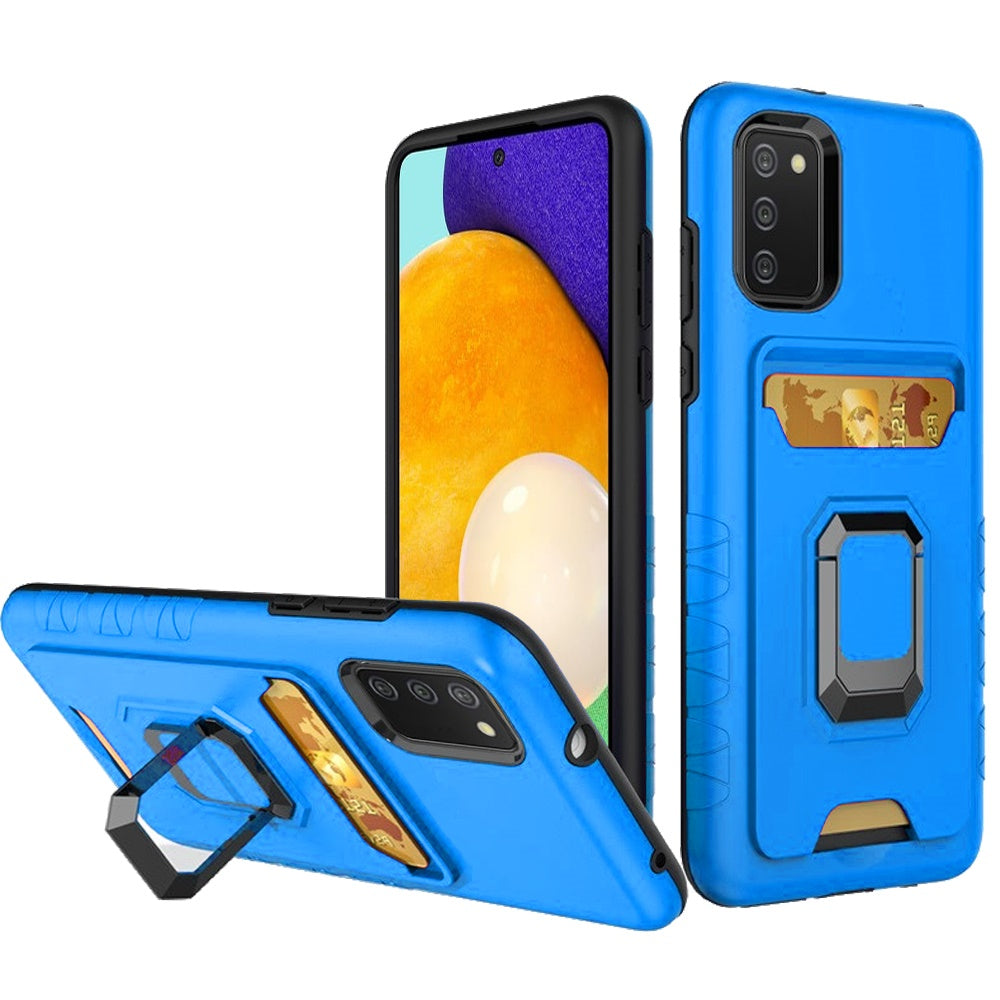 For Samsung Galaxy A03S Wallet Case Designed with Credit Card Slot Holder & Magnetic Stand Kickstand Ring Heavy Duty Hybrid Armor Phone Case Cover