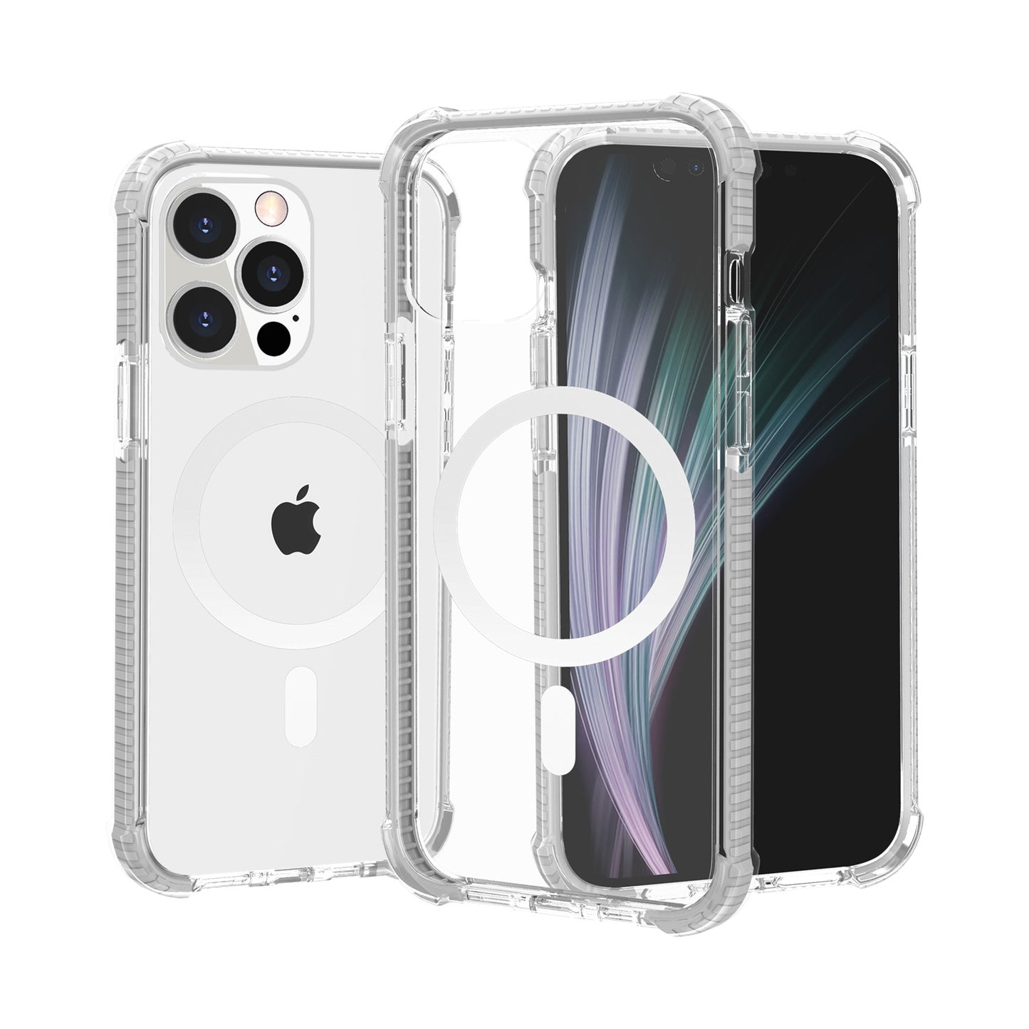 For Apple iPhone 13 /Pro Max ShockProof Hybrid Acrylic Transparent Hard PC + TPU Color Frame Bumper Compatible with MagSafe Phone Case Cover