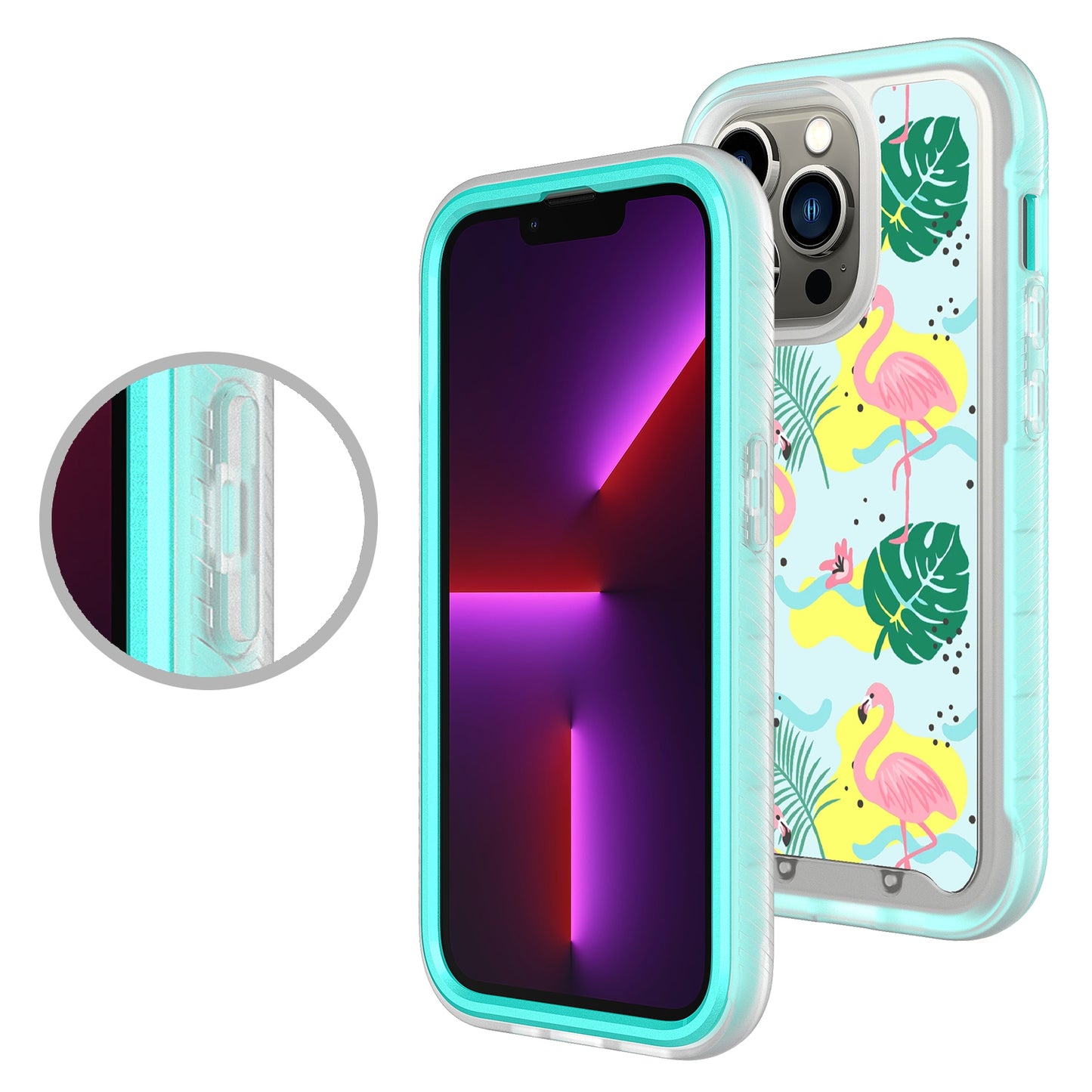 For Apple iPhone 13 Pro Max 6.7" Stylish Design 2in1 Hybrid Armor Hard Rubber TPU Shockproof Front Frame Bumper Phone Case Cover