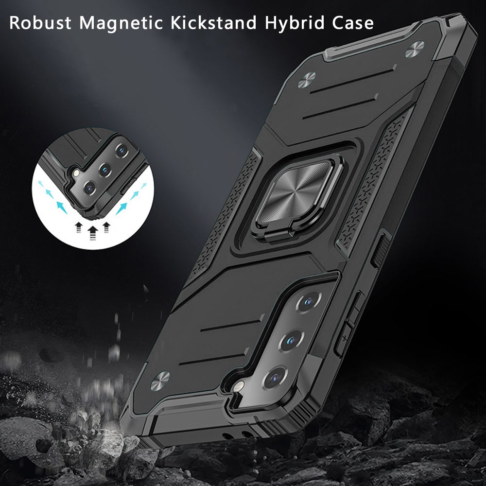 For Samsung Galaxy S22 /Plus Ultra Armor Hybrid with Ring Holder Kickstand Shockproof Heavy-Duty Durable Rugged Dual Layer Phone Case Cover