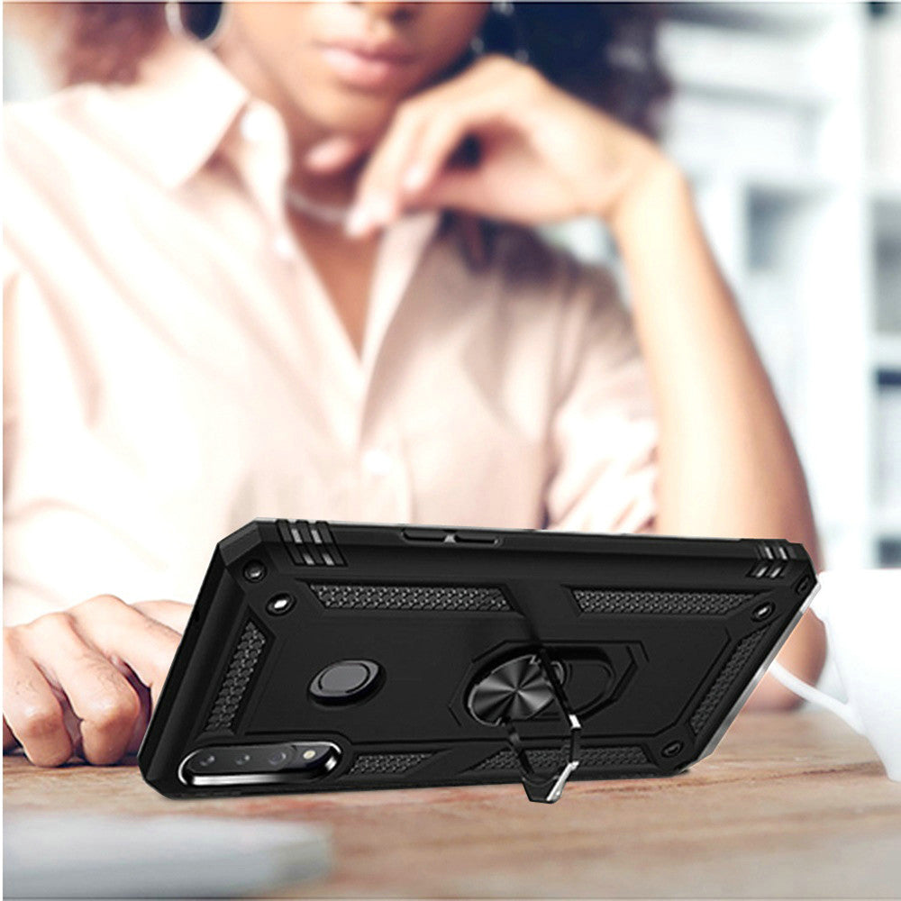 For Samsung Galaxy A02S Hybrid Durable 360 Degree Rotatable Ring Stand Holder Kickstand Fit Magnetic Car Mount Phone Case Cover
