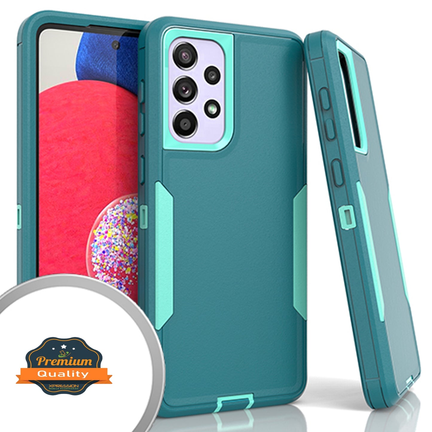 For Samsung Galaxy A23 5G Tough Hybrid Shockproof Silicone Rubber TPU + Hard PC Heavy Duty Three Layer Protection Phone Case Cover