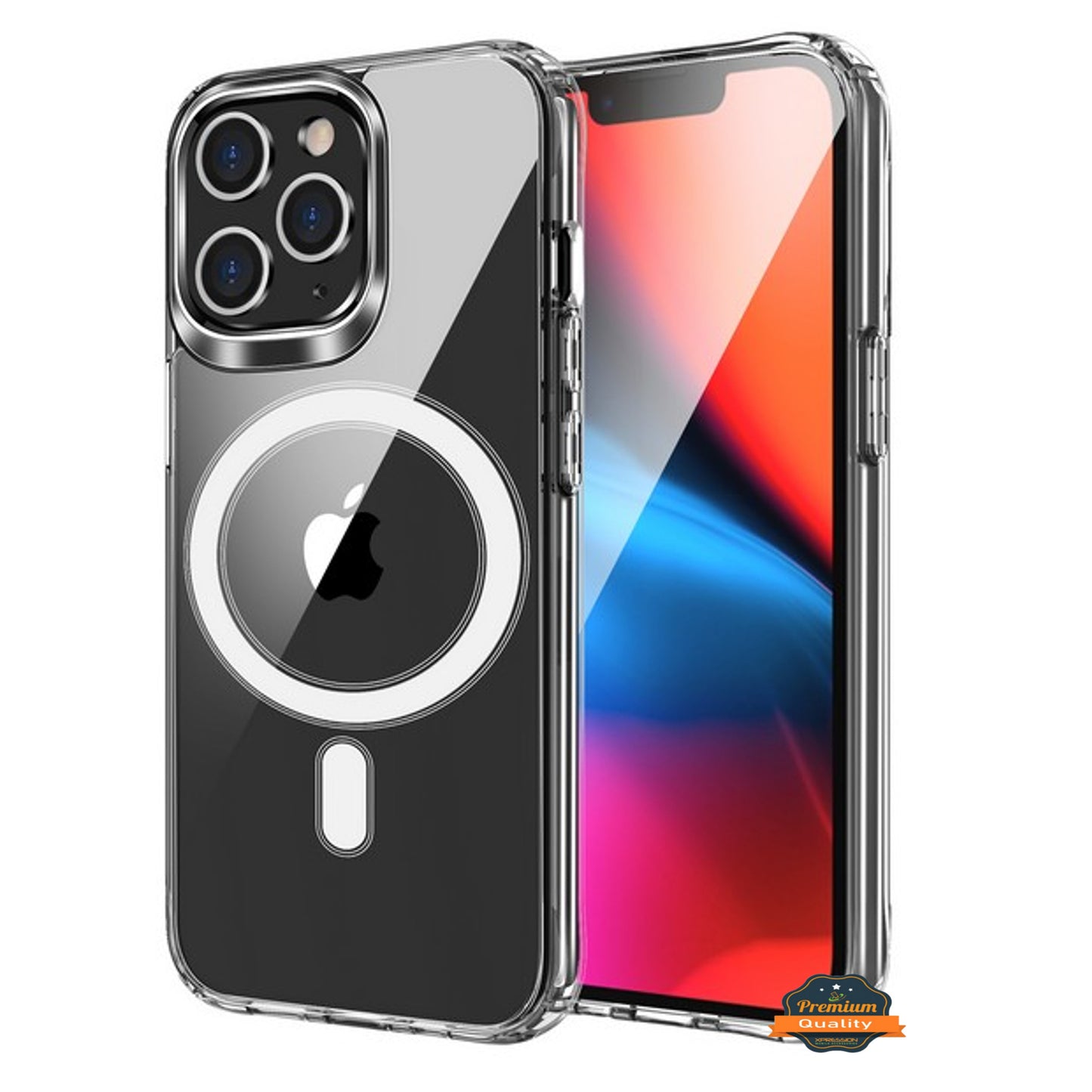 For Apple iPhone 13/12 Pro Max Mini Magnetic Case Compatible with Magsafe Wireless Chager & Card Wallet Transparent Phone Case Cover