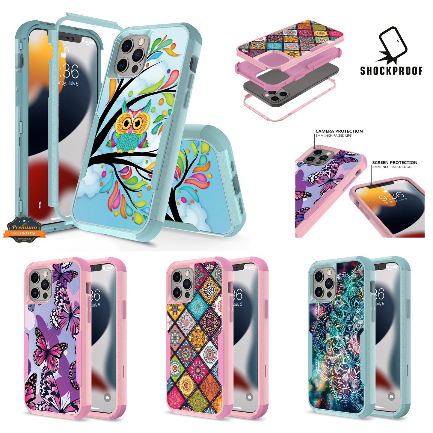 For Motorola Moto G Pure Fashion Design Three Layer Heavy Duty Hybrid Sturdy 3in1 Shockproof Hard PC Back Protective Phone Case Cover