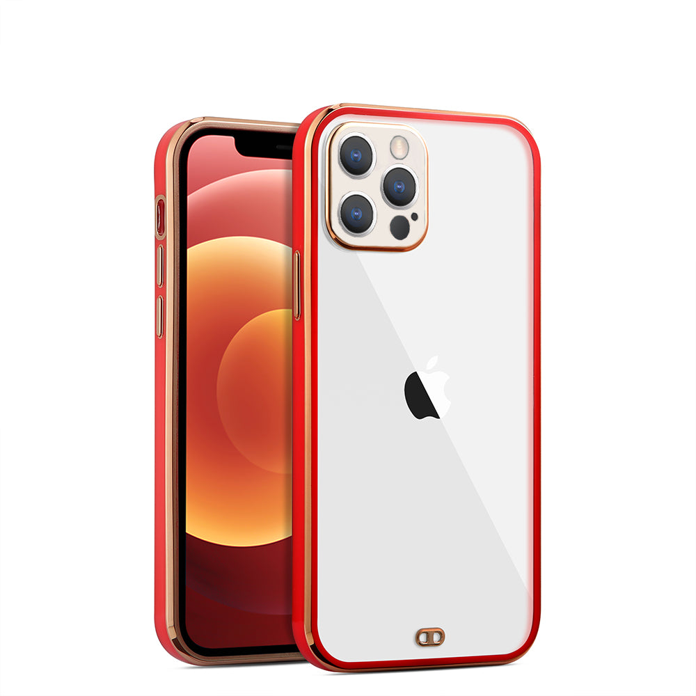 For Apple iPhone 13 /Pro Max Hybrid PC Bumper Plating with Raised Camera Protection Shockproof Slim Frame TPU Protective Phone Case Cover