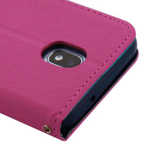 For Samsung Galaxy J3 V /J3 3rd Gen /Galaxy Express Prime 3 PU Leather Wallet with Credit Card Holder Storage Folio Flip Pouch Stand Pink/ Blue Phone Case Cover