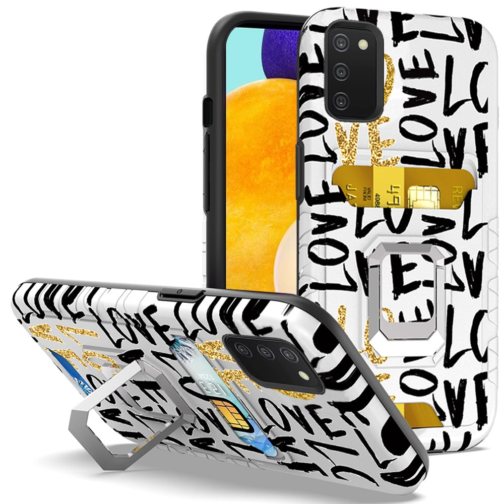 For Samsung Galaxy A03S Wallet Case Designed with Credit Card Slot Holder & Magnetic Stand Kickstand Ring Heavy Duty Hybrid Armor Phone Case Cover