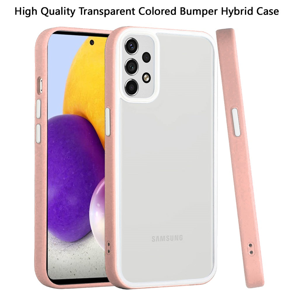 For Samsung Galaxy A73 5G Hybrid Transparent Colored Frame Bumper Hard Back Shockproof Slim TPU Silicone Protective Phone Case Cover