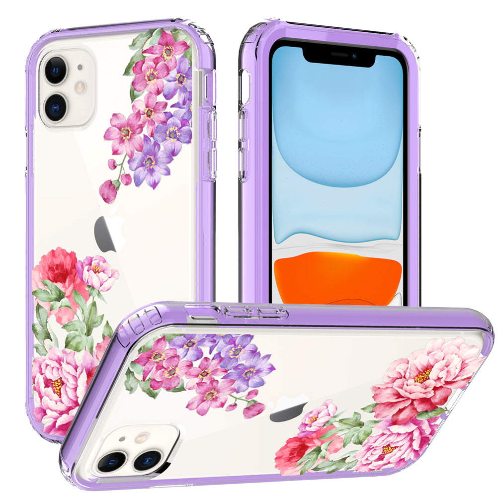 For Apple iPhone 14 (6.1") Beautiful Design 3 in 1 Hybrid Triple Layer Armor Hard PC Plastic Rubber TPU Frame Phone Case Cover