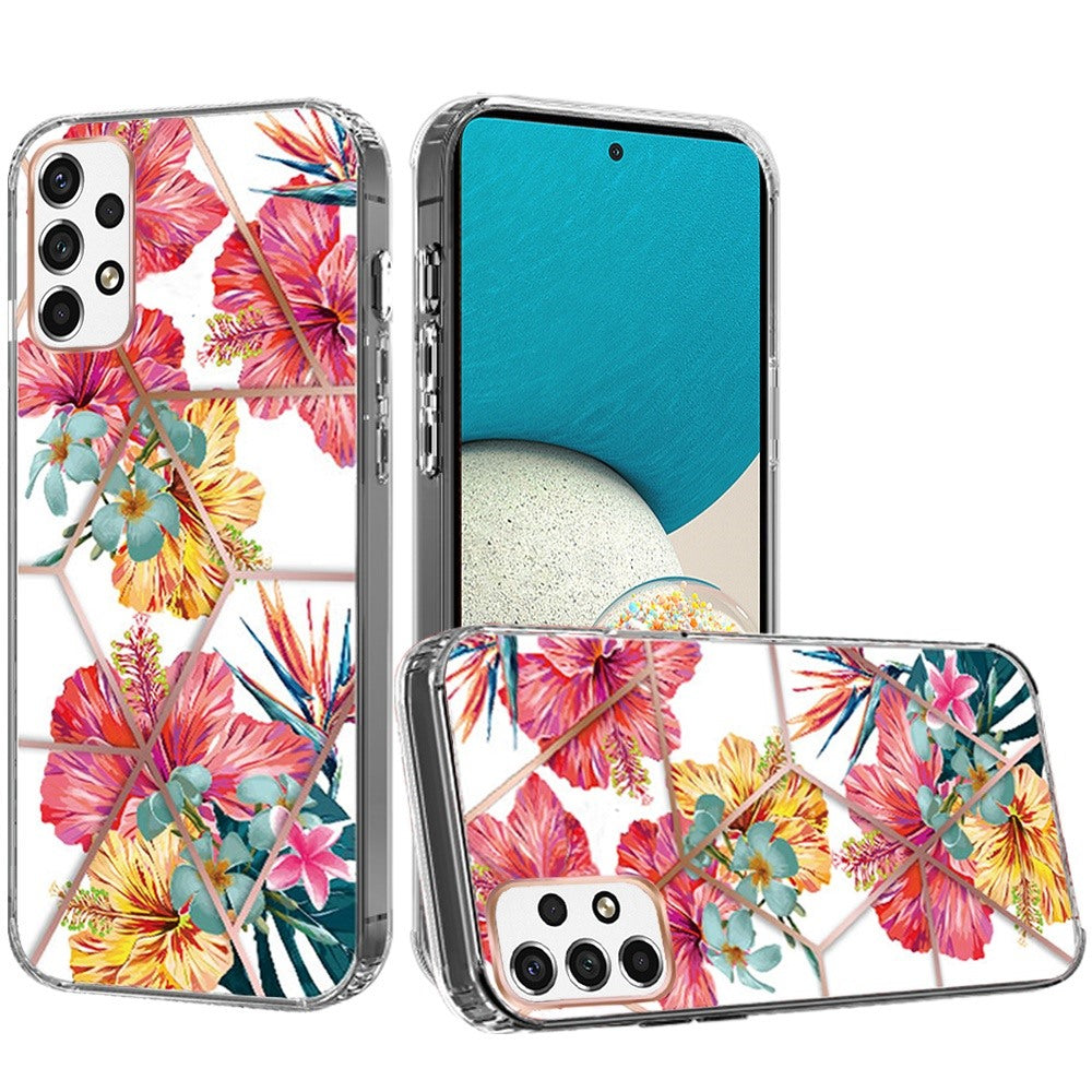 For Samsung Galaxy A53 5G Fashion Art Floral IMD Design Beautiful Flower Pattern Hybrid Protective Hard PC TPU Slim Back Phone Case Cover