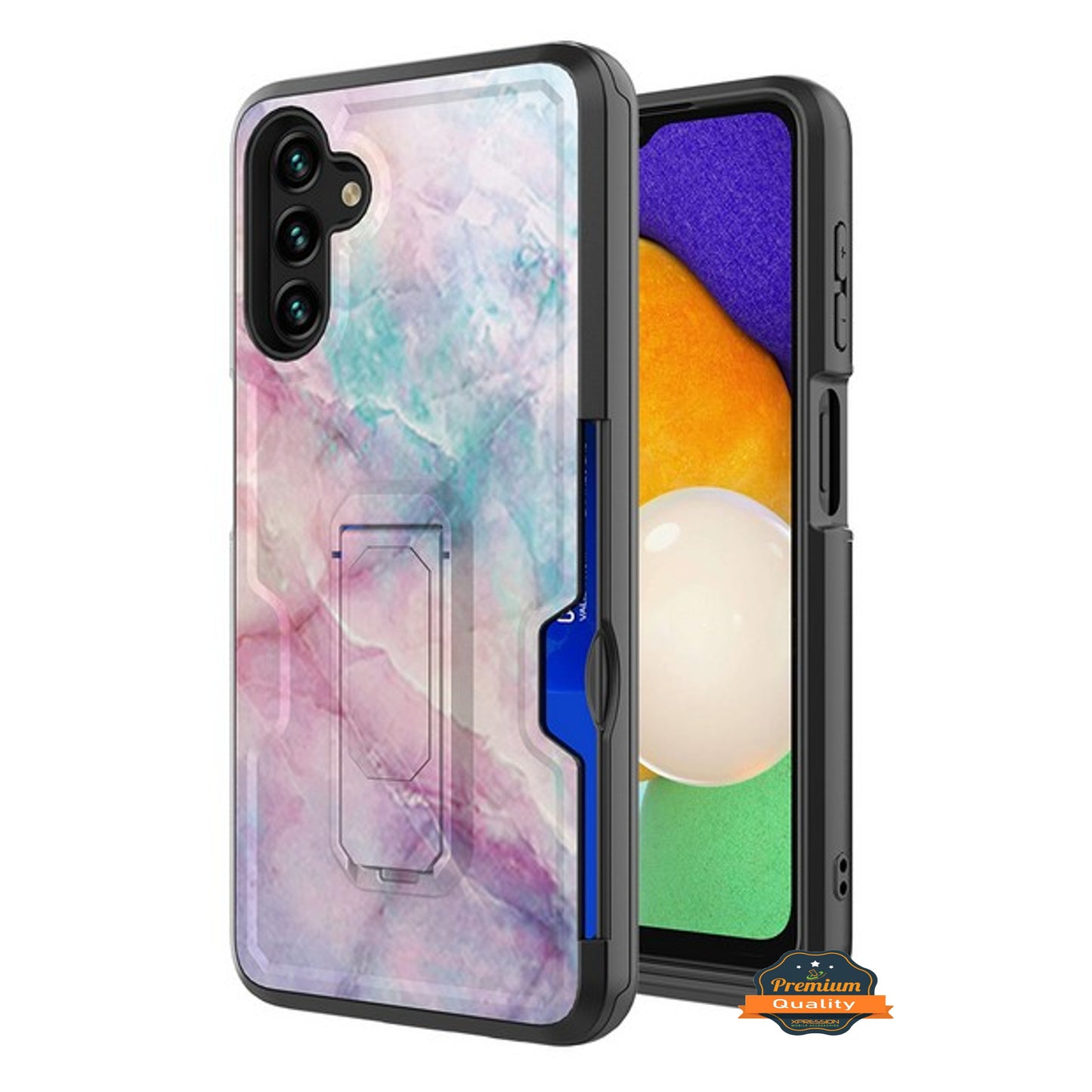 For Samsung Galaxy A03S Hidden Wallet Credit Card Slots with Kickstand Back Design Fashion Hybrid Shockproof Hard Phone Case Cover