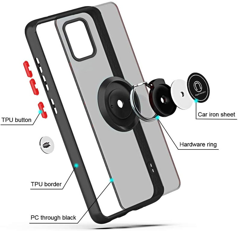 For Samsung Galaxy A33 5G Hybrid Protective PC TPU Shockproof with 360° Rotation Ring Metal Stand and Covered Camera Phone Case Cover
