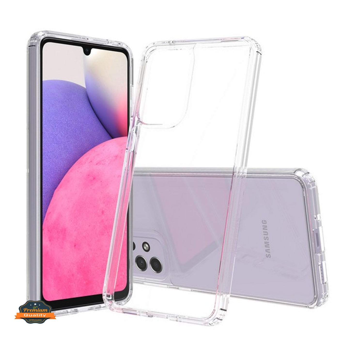 For Samsung Galaxy A03S Crystal HD Clear Back Panel + TPU Bumper Hybrid Thin Slim Hard Shockproof Defender Anti-Drop Phone Case Cover