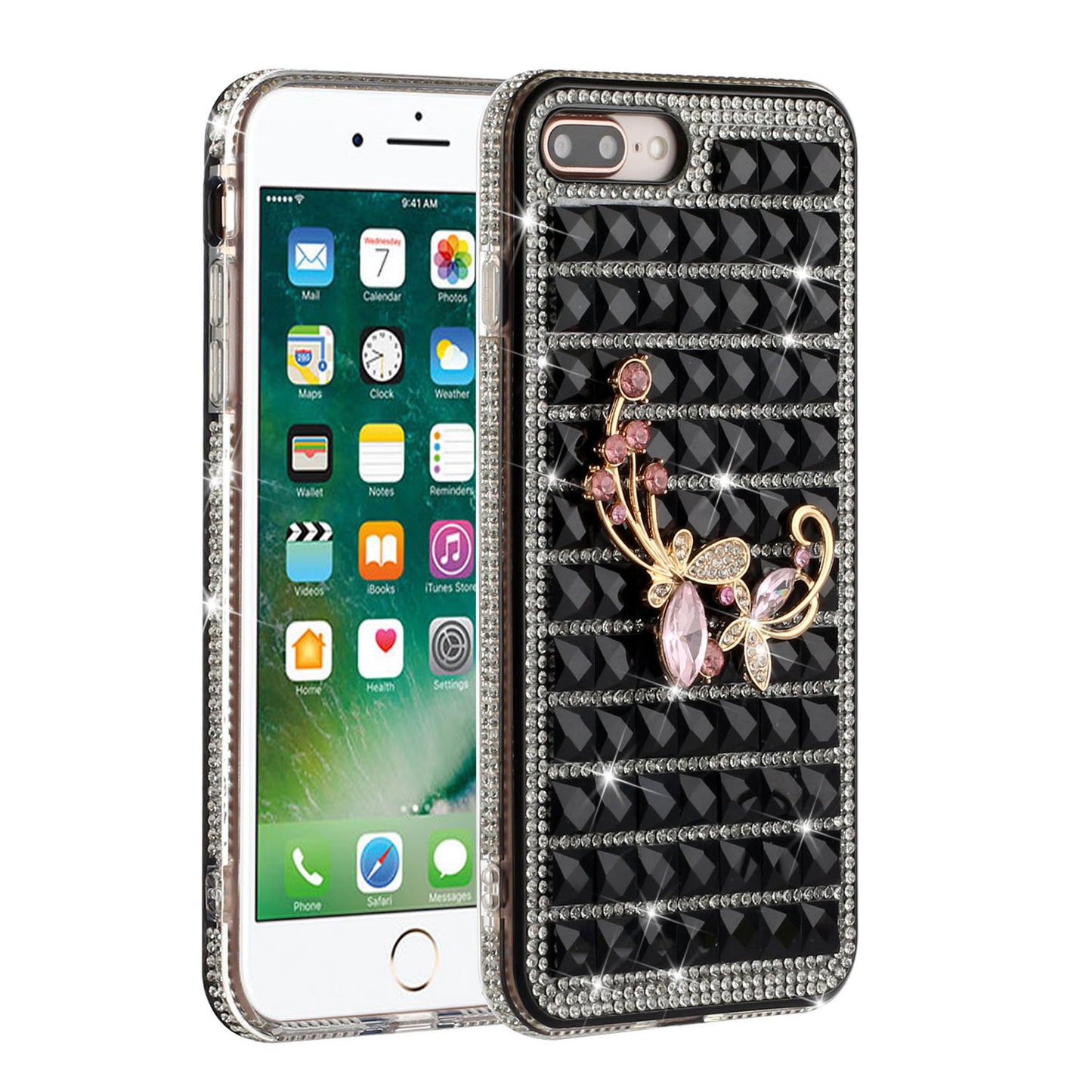 For Apple iPhone 8 Plus/7 Plus/6 Plus/6s Plus Fashion Luxury 3D Bling Diamonds Rhinestone Jeweled Ornament Shiny Crystal Phone Case Cover