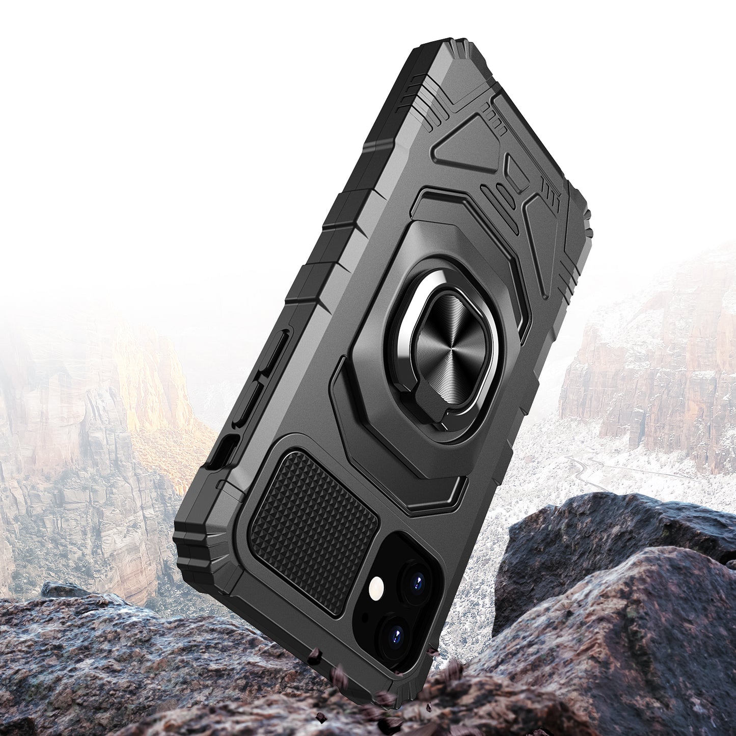 For Apple iPhone 11 (6.1") Hybrid 2in1 Dual Layer with Rotate Magnetic Ring Stand Holder Kickstand, Rugged Shockproof Phone Case Cover
