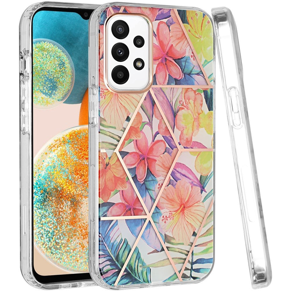 For Samsung Galaxy A23 5G Fashion Floral IMD Design Flower Pattern Hybrid Protective Hard Rubber TPU Slim Back Phone Case Cover