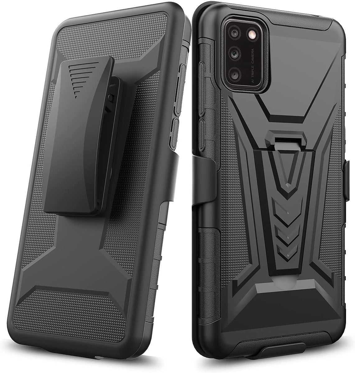 For Samsung Galaxy A03S Hybrid Armor Kickstand with Swivel Belt Clip Holster Heavy Duty 3in1 Defender Shockproof Phone Case Cover
