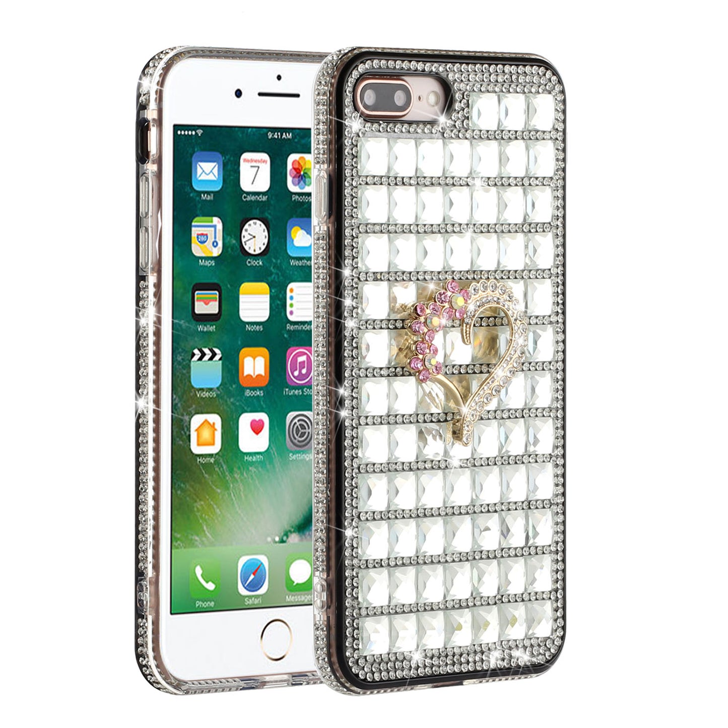 For Apple iPhone 8 Plus/7 Plus/6 Plus/6s Plus Fashion Luxury 3D Bling Diamonds Rhinestone Jeweled Ornament Shiny Crystal Phone Case Cover
