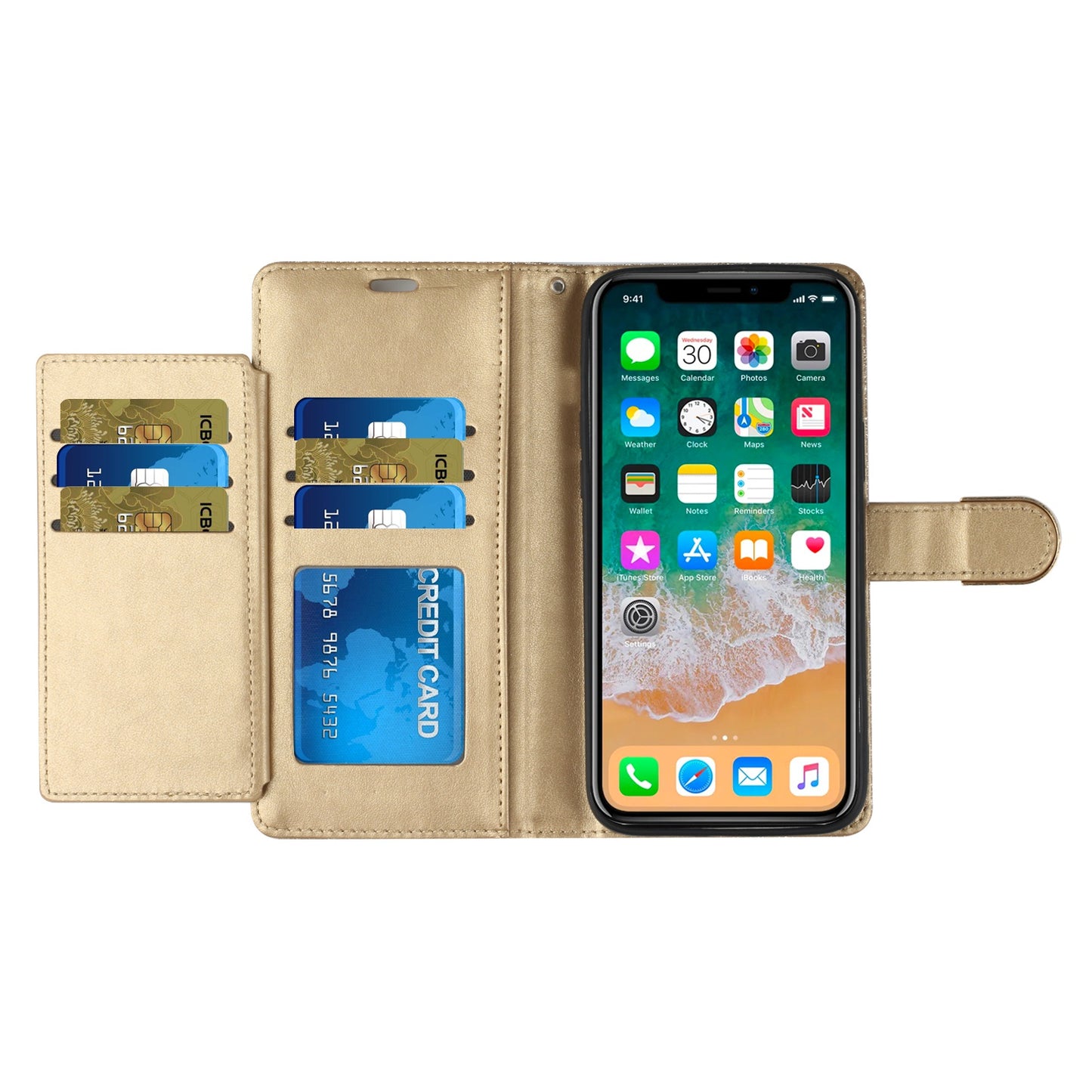 For Samsung Galaxy A53 5G Wallet Bow Glitter Bling Ornament Shimmer with Credit Card Slot Pocket & Lanyard Phone Case Cover