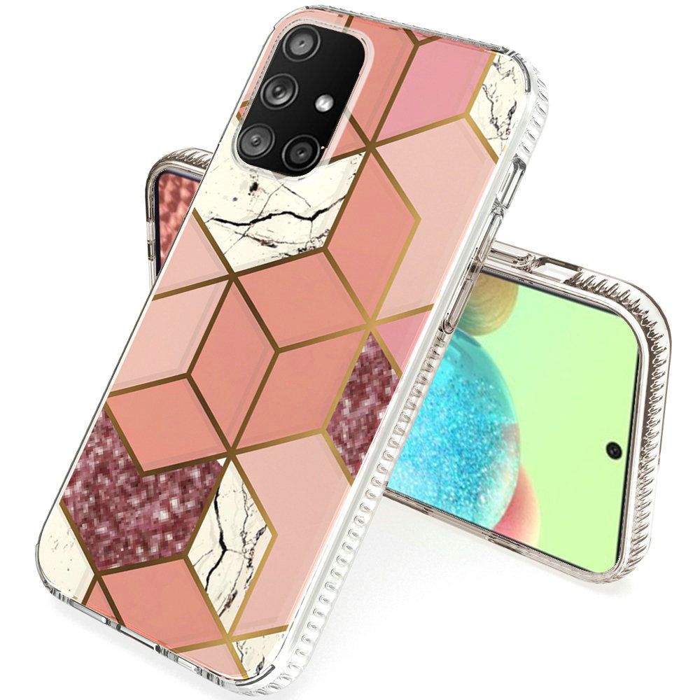 For Samsung Galaxy A71 5G Hybrid Design Graphic Fashion Colorful Sparkle Pattern Silicone Skin TPU Hard PC Armor Ultra Slim Phone Case Cover