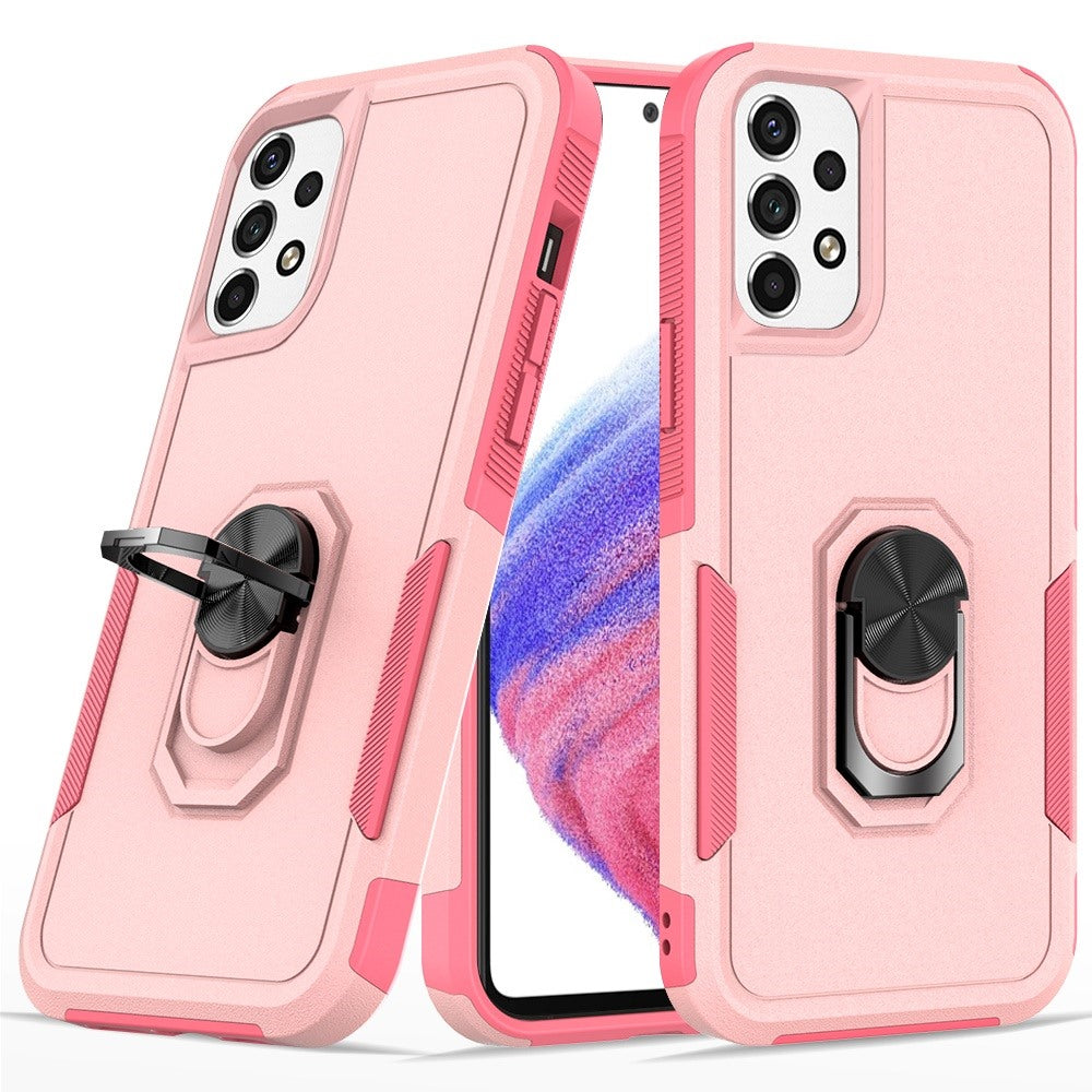 For Samsung Galaxy A53 5G Hybrid Rugged Hard Drop-Proof 3 Layer Protection Military Grade Armor with Metal Ring Stand Phone Case Cover