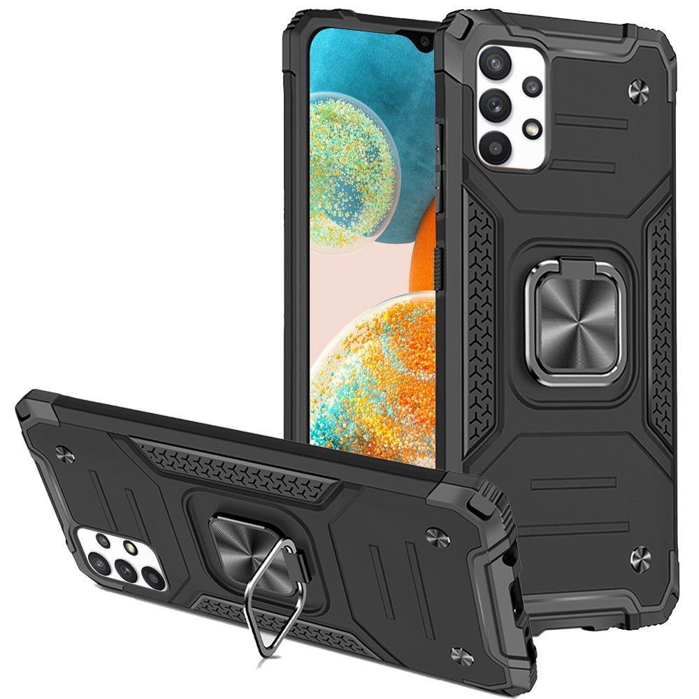 For Samsung Galaxy A23 5G Armor Hybrid with Ring Holder Kickstand Shockproof Heavy-Duty Durable Rugged Dual Layer Phone Case Cover